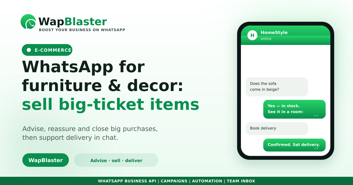 WhatsApp for Furniture and Home Decor Retail: Sell Big-Ticket Items in Chat (2026)