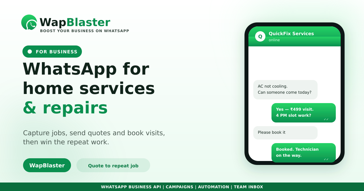 WhatsApp for Home Services and Repairs: Bookings, Quotes and Follow-Ups (2026)