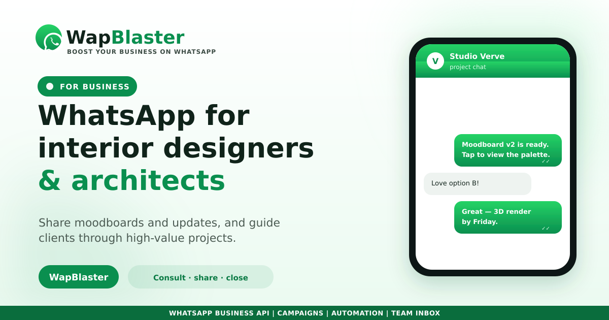 WhatsApp for Interior Designers and Architects: Win and Manage Projects in Chat (2026)