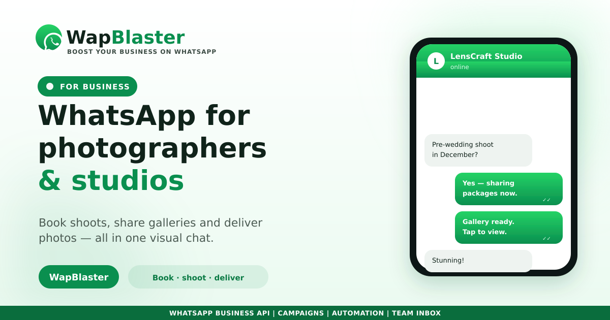 WhatsApp for Photographers and Studios: Bookings, Galleries and Delivery (2026)